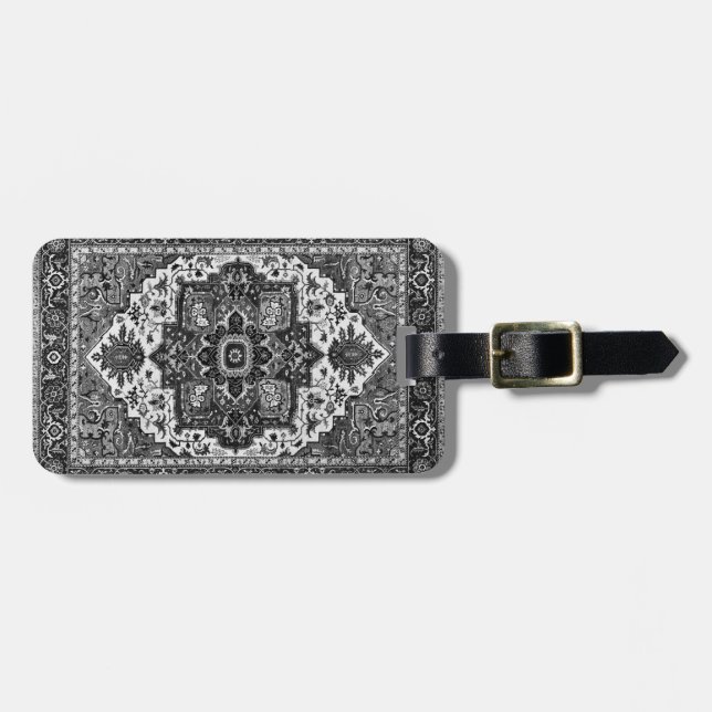 PERSIAN RUG - Black & White Luggage Tag (Front Horizontal)