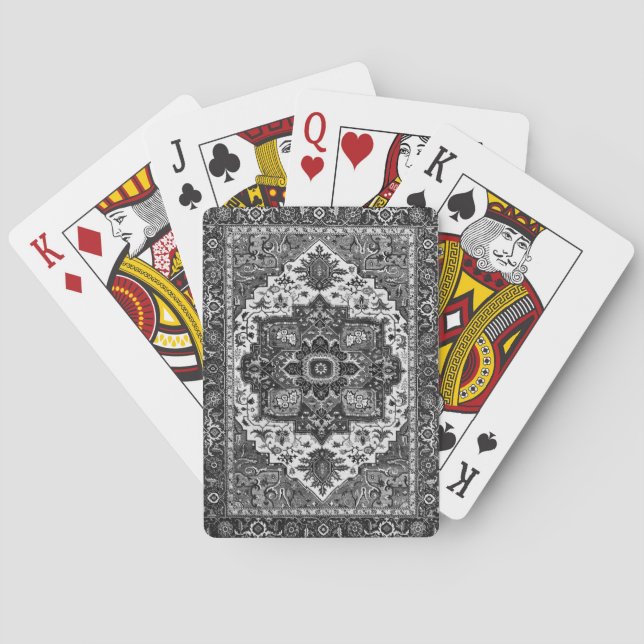 PERSIAN RUG - Black & White Playing Cards (Back)