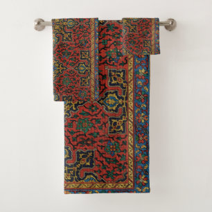 Persian Rug Carpet Red Blue Classic Bath Towel Set