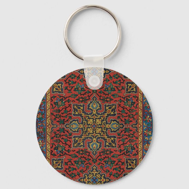 Persian Rug Carpet Red Blue Classic Key Ring (Front)