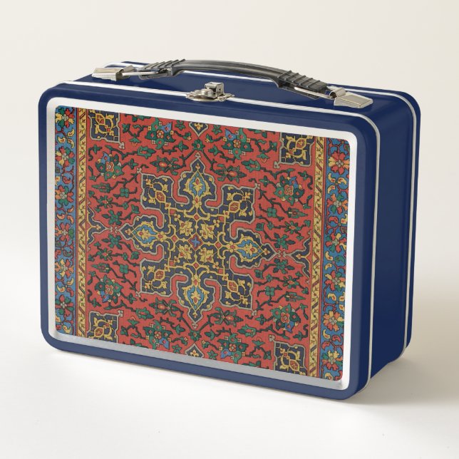 Persian Rug Carpet Red Blue Classic Metal Lunch Box (Front)