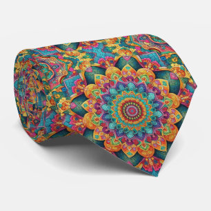Persian Rug Mandala Rainbow Color Pattern Tie
