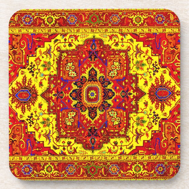 PERSIAN RUG - Red & Yellow Coaster (Front)