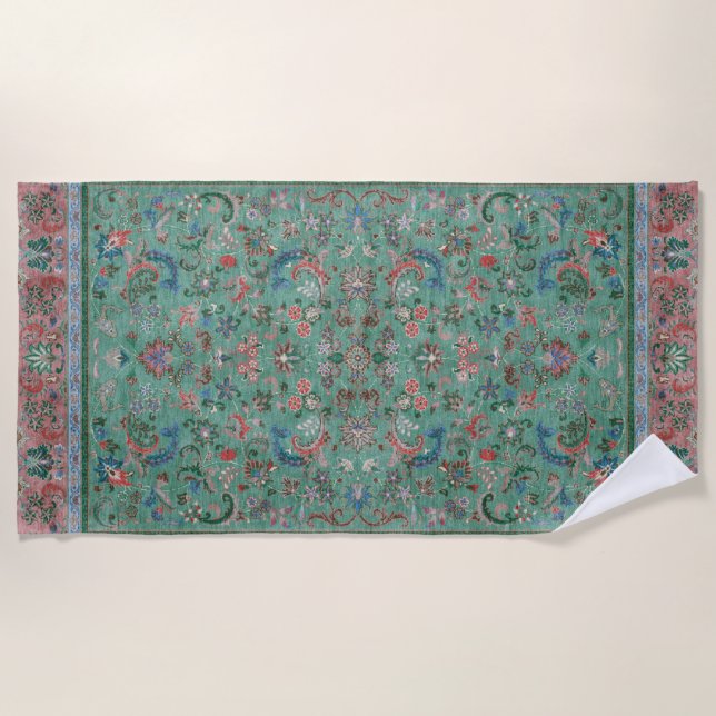 Persian Silk Rug Print Beach Towel (Front)