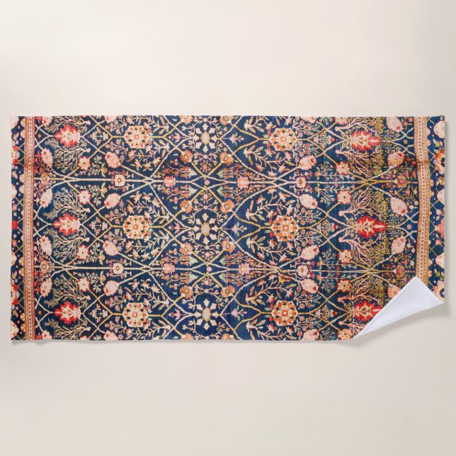  Persian Silk Rug Print Beach Towel (Front)