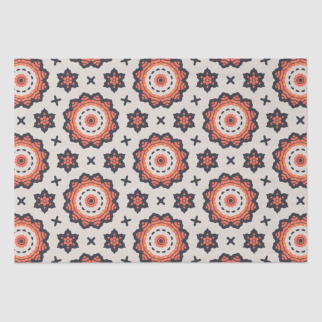 Persian Star Pattern Yellow Beige Orange  Tissue Paper (Front)