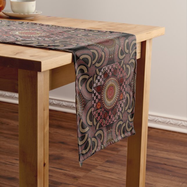 Persian sunniest framed ethnic semicircle mandala medium table runner (In Situ)