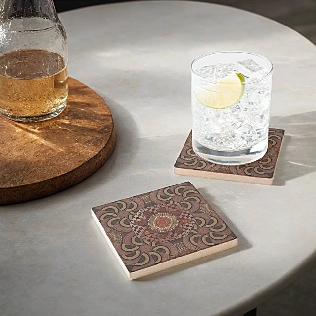 Persian sunniest framed ethnic semicircle mandala  stone coaster (Creator Uploaded)