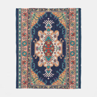 Persian Tabriz Black moroccan geometric Pattern Fleece Blanket