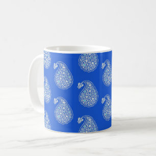 Persian tile paisley - white on blue coffee mug