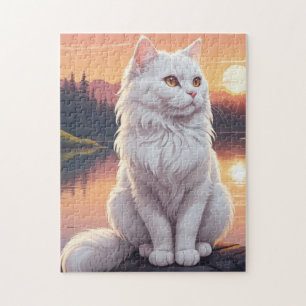 Persian White Cat Jigsaw Puzzle