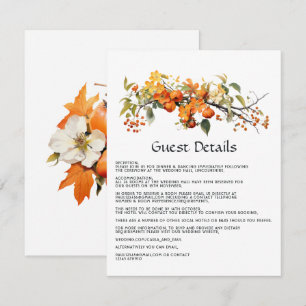 Persimmon Floral Wedding Guest Details Enclosure Card