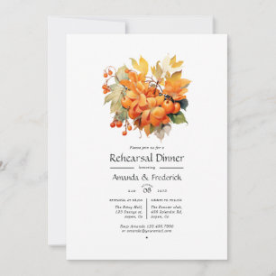 Persimmon Floral Wedding Rehearsal Dinner Invitation