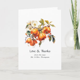 Persimmon Floral Wedding Thank You Card