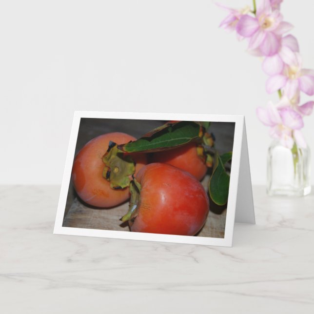 Persimmon Fruit Portrait Card (Orchid)