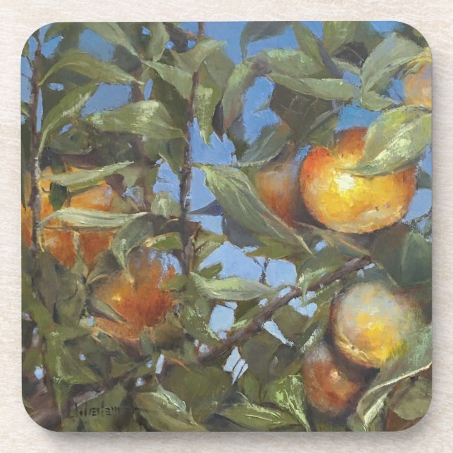 Persimmon Fruit Tree Beautiful Original Artwork Coaster (Front)