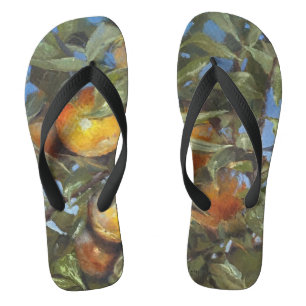 Persimmon Fruit Tree Beautiful Original Artwork Jandals