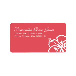 Persimmon Hibiscus Flowers Custom Address Label