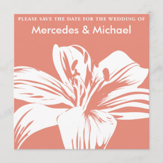 Persimmon Lily Bloom Save the Date Invitation