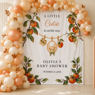 Persimmon Little Cutie Baby Shower Backdrop Tapestry