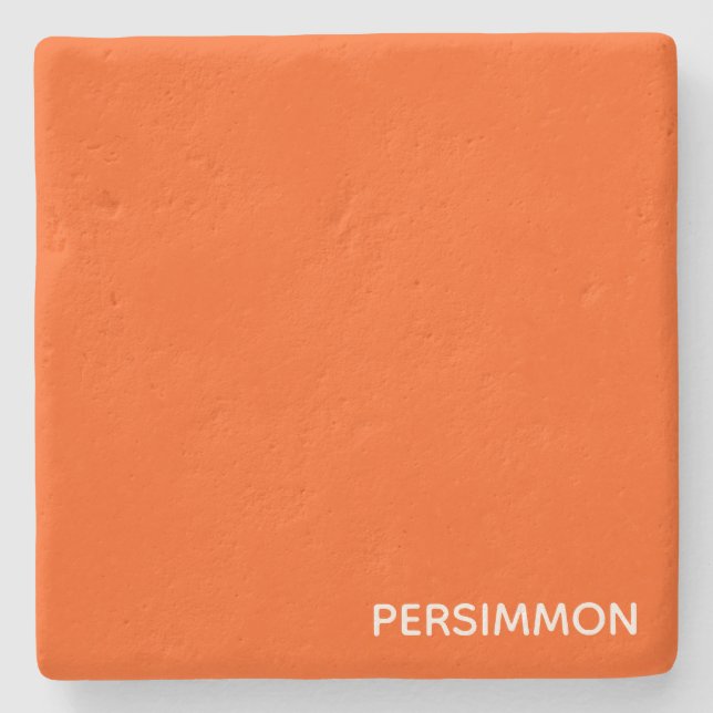 Persimmon red color name stone coaster (Front)