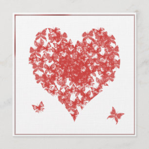 Persimmon Rose Butterfly Heart Anniversary Invitation