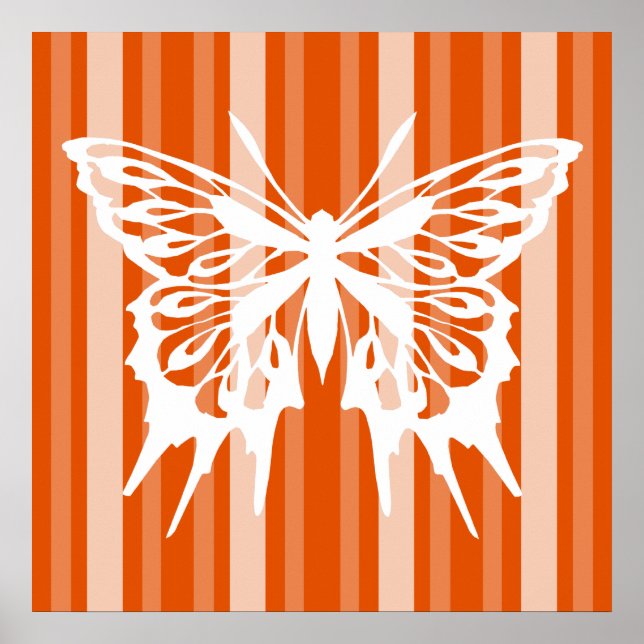 Persimmon Victorian Lady Stripe with Butterfly Poster (Front)