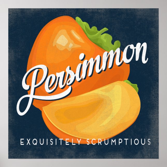 Persimmon Vintage Fruit Label Poster (Front)