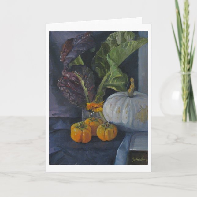 Persimmons & Greens - Art Card, Blank Holiday Card (Front)
