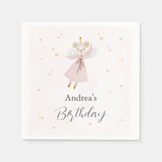 Persinalized Pastel Pink Baby Mouse Cute Napkin