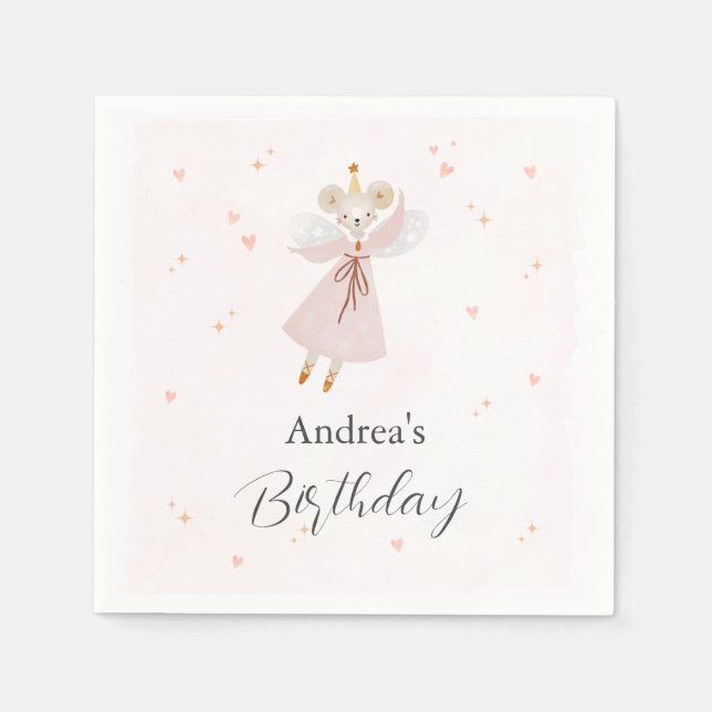 Persinalized Pastel Pink Baby Mouse Cute Napkin (Front)