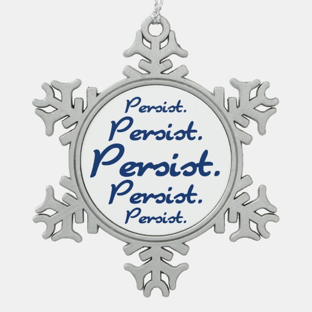Persist Pattern Blue Snowflake Hannukah Pewter Christmas Ornament (Front)
