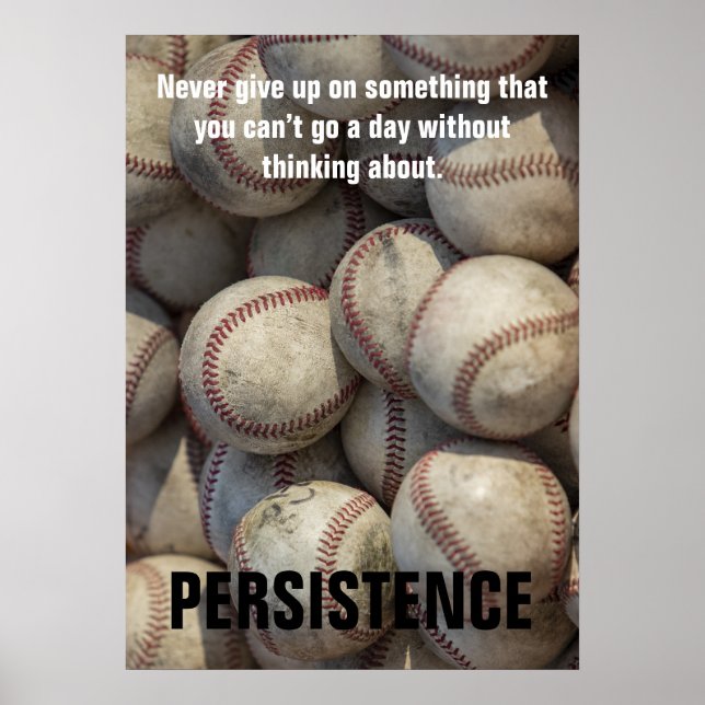 Persistence Baseball Inspirational Motivational Poster (Front)