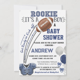 Persoanal Touchdown Navy Blue football Baby Shower Invitation