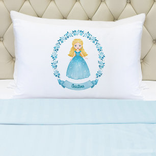 Persoanlized Cute Blue Princess  Pillowcase