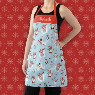 Persoanlized Cute Winter Christmas Holiday Baking Apron