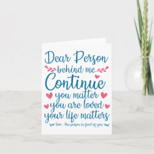 Person Behind Me Suicide Prevention &amp; Depressi Card