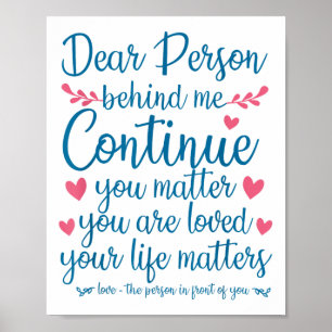 Person Behind Me Suicide Prevention &amp; Depressi Poster