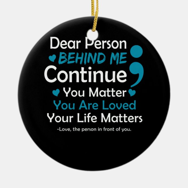 Person Behind Me Suicide Prevention And Depression Ceramic Tree Decoration (Front)