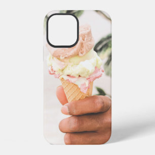 Person holding ice cream cone with three flavours iPhone 12 case