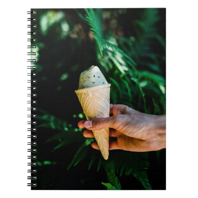 Person holding ice cream notebook (Front)