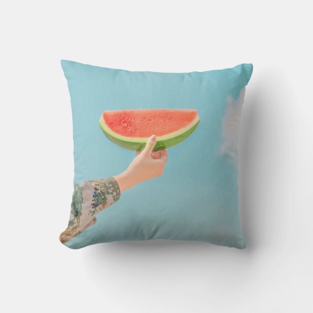 Person holding sliced watermelon cushion (Front)