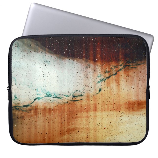 Person in black flip flops standing on brown sand laptop sleeve (Front)