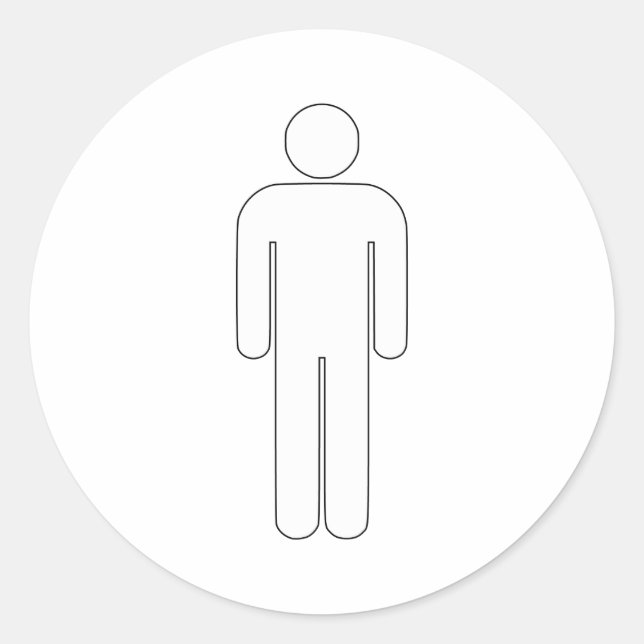 Person Man Sign Universal Silhouette Classic Comic Classic Round Sticker (Front)
