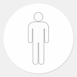 Person Man Sign Universal Silhouette Classic Comic Round Sticker