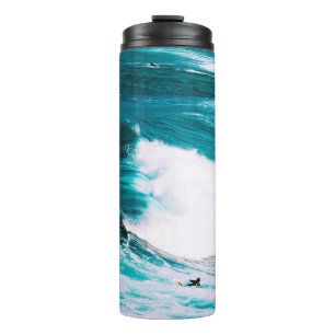 PERSON ON SURFBOARD WITH OCEAN WAVES THERMAL TUMBLER