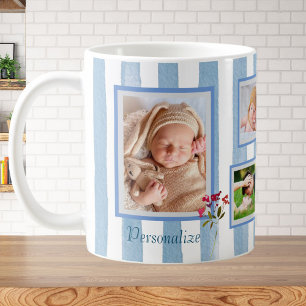 PERSON PET TRAVEL STRIPES EASY 6 PHOTO COLLAGE COFFEE MUG