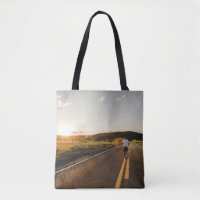 Person running in road in the morning