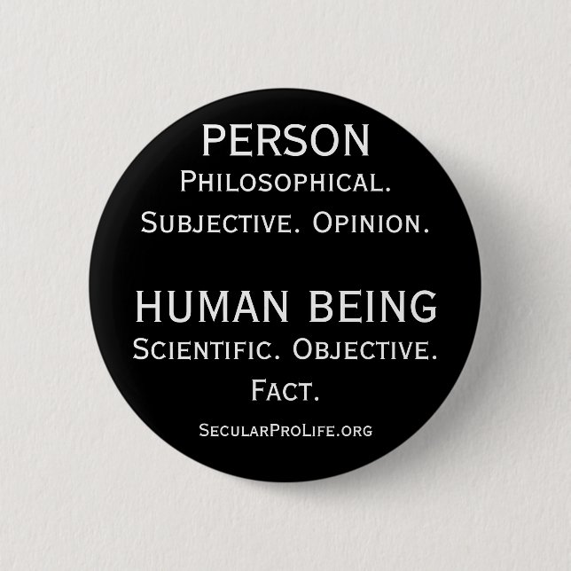 Person vs Human Being 6 Cm Round Badge (Front)