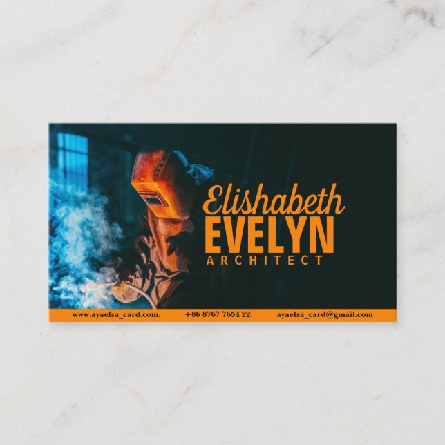 Person Welding Wearing a Prootective Metal Mask Business Card (Front)